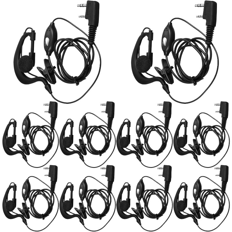 Wired Earphone Mic - 10pcs Walkie Talkie Earpiece with Mic
