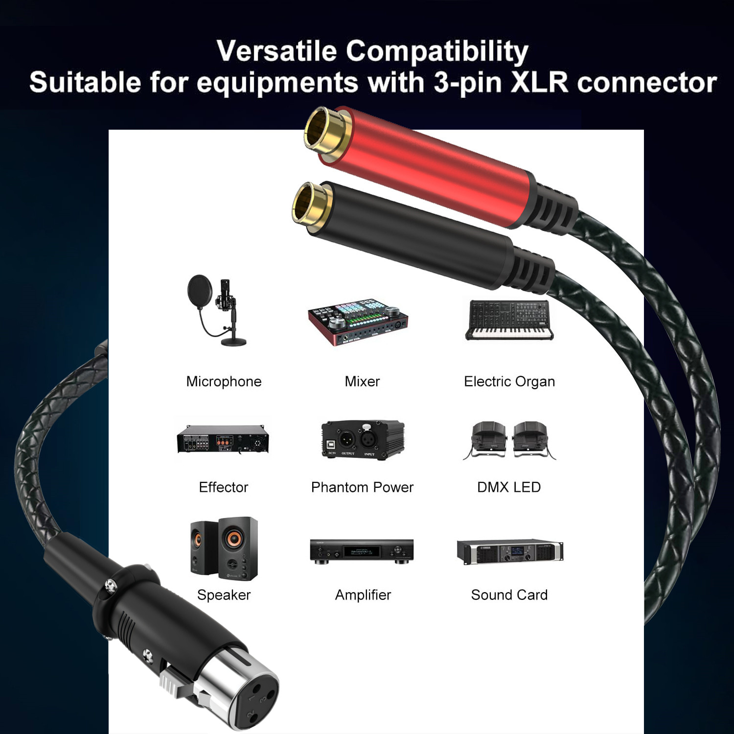 3Pin XLR Female To Dual 6.35mm - Earphone Splitter Jack review and price