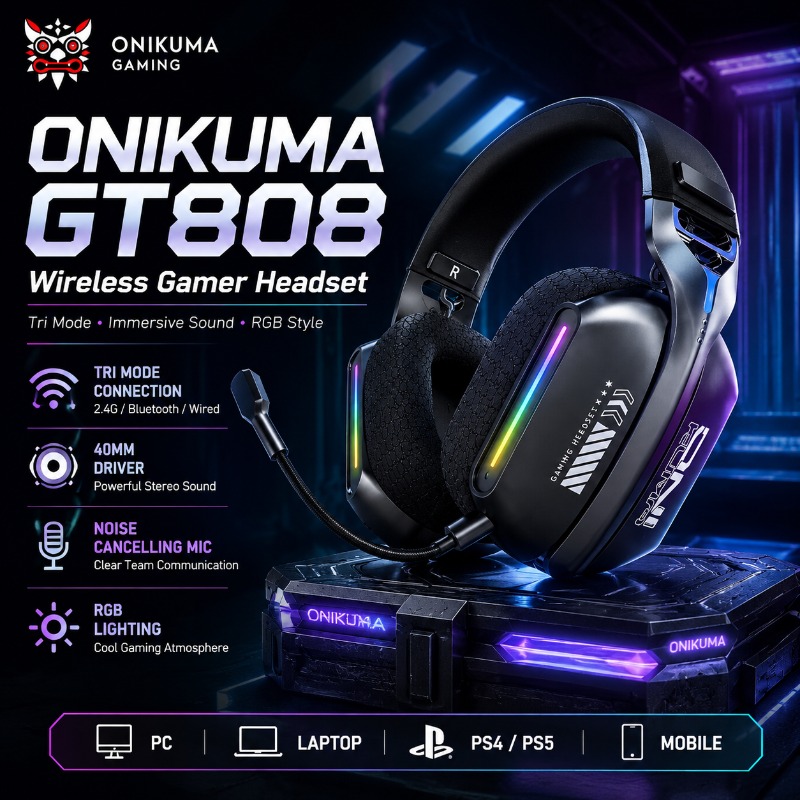 ONIKUMA GT808 Wireless Gaming  - Gaming Headset Rgb review and price