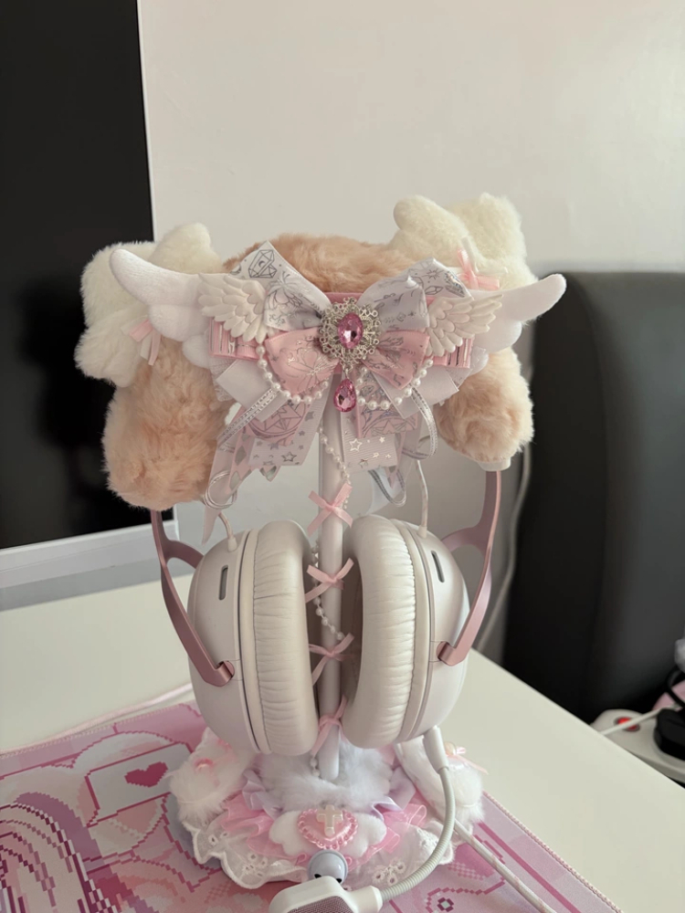 Cute Lace Headphone Stand Pink - Headphone Stand Desk review and price